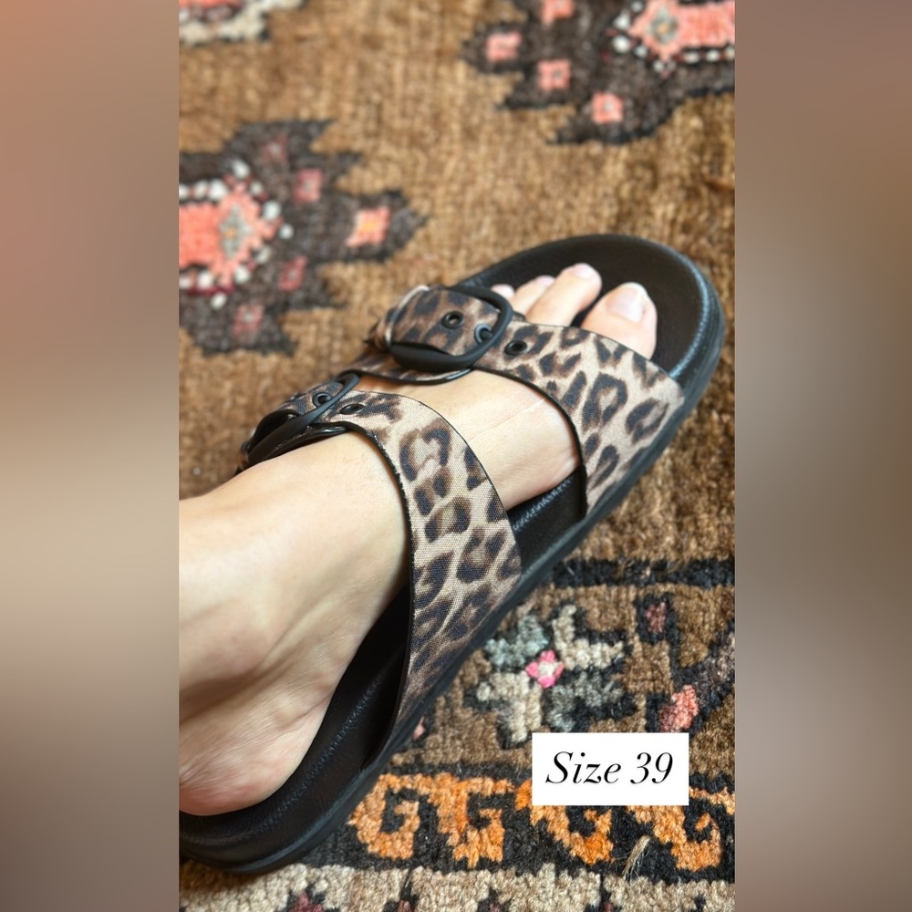 Zara Black and Brown Slide Sandals with Double Straps - Picture 8 of 10